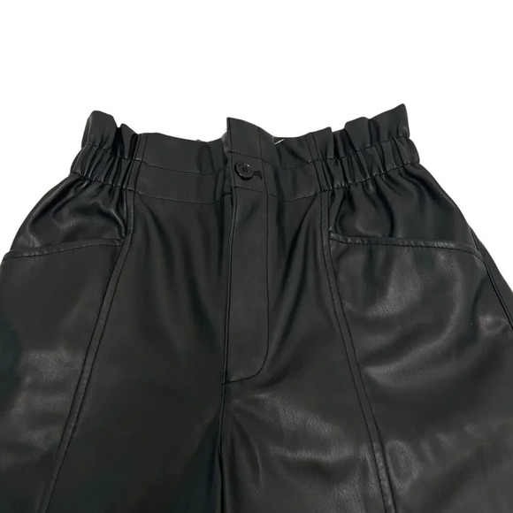Madewell Vegan Faux Leather Paperbag High Waisted Elastic Zip Pants Black Size 2 - Picture 6 of 13